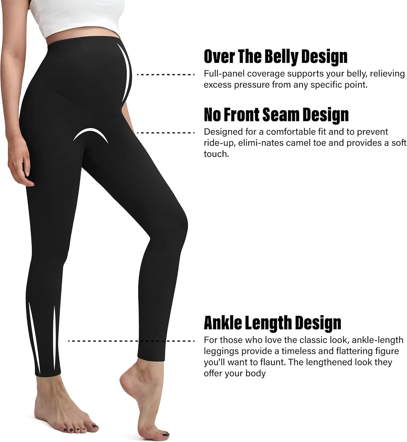 Women's Maternity Workout Leggings Over The Belly - Buttery Soft Casual Pregnancy Yoga Pants Activewear Lounge