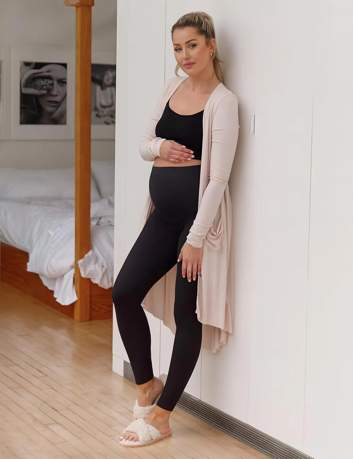 Women's Maternity Workout Leggings Over The Belly - Buttery Soft Casual Pregnancy Yoga Pants Activewear Lounge