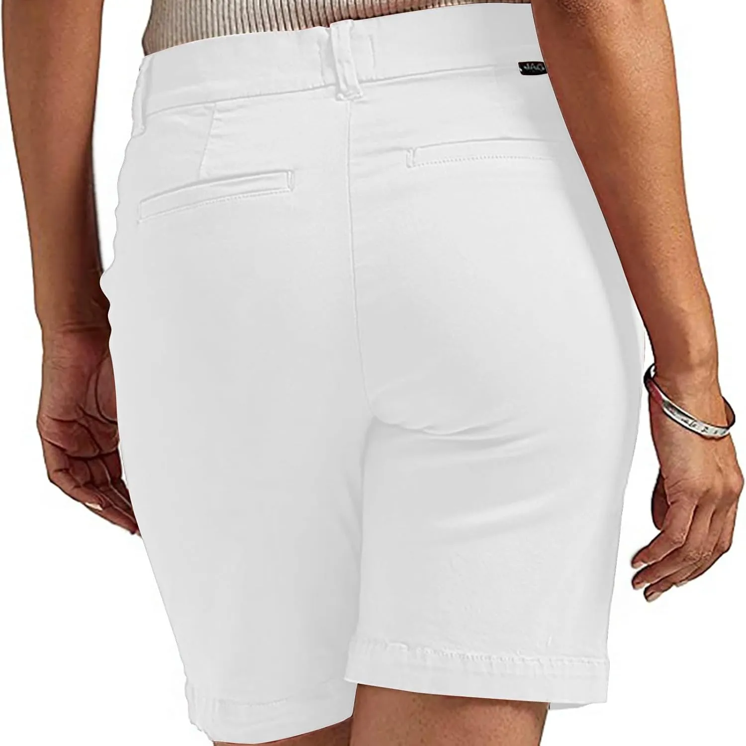 Women's Mid Rise Slim Fit Chino Bermuda Shorts Ultra Lux Comfort Walking Super Comfy Business Casual Pants