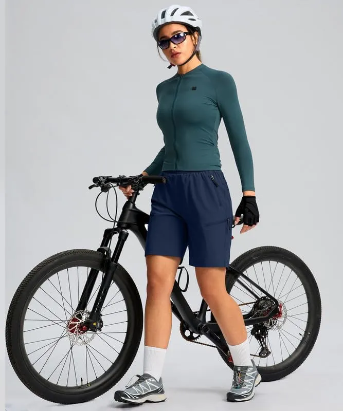 Women's Mountain Bike Shorts 4D Padded Cycling Shorts for Women Riding Biking Bicycle Biker Cycle UPF50 Zipper Pockets