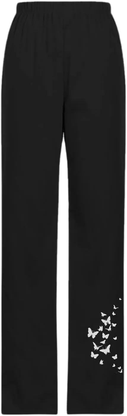 Womens Pants Casual Floral Printed Plus Size Capris Loose Fitting Joggers Lightweight Cropped Pants with Pockets