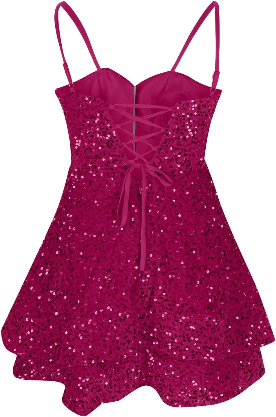 Womens Sequin Homecoming Dresses Spaghetti Straps A Line Short Sequin Dress 2025 Summer Sparkly Cocktail Party Dress