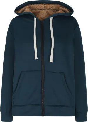 Womens Sherpa Hoodies Full Zip Up Casual Fleece Lined Jacket Coats Drawstring Thermal Winter Outerwear Fashion 2024