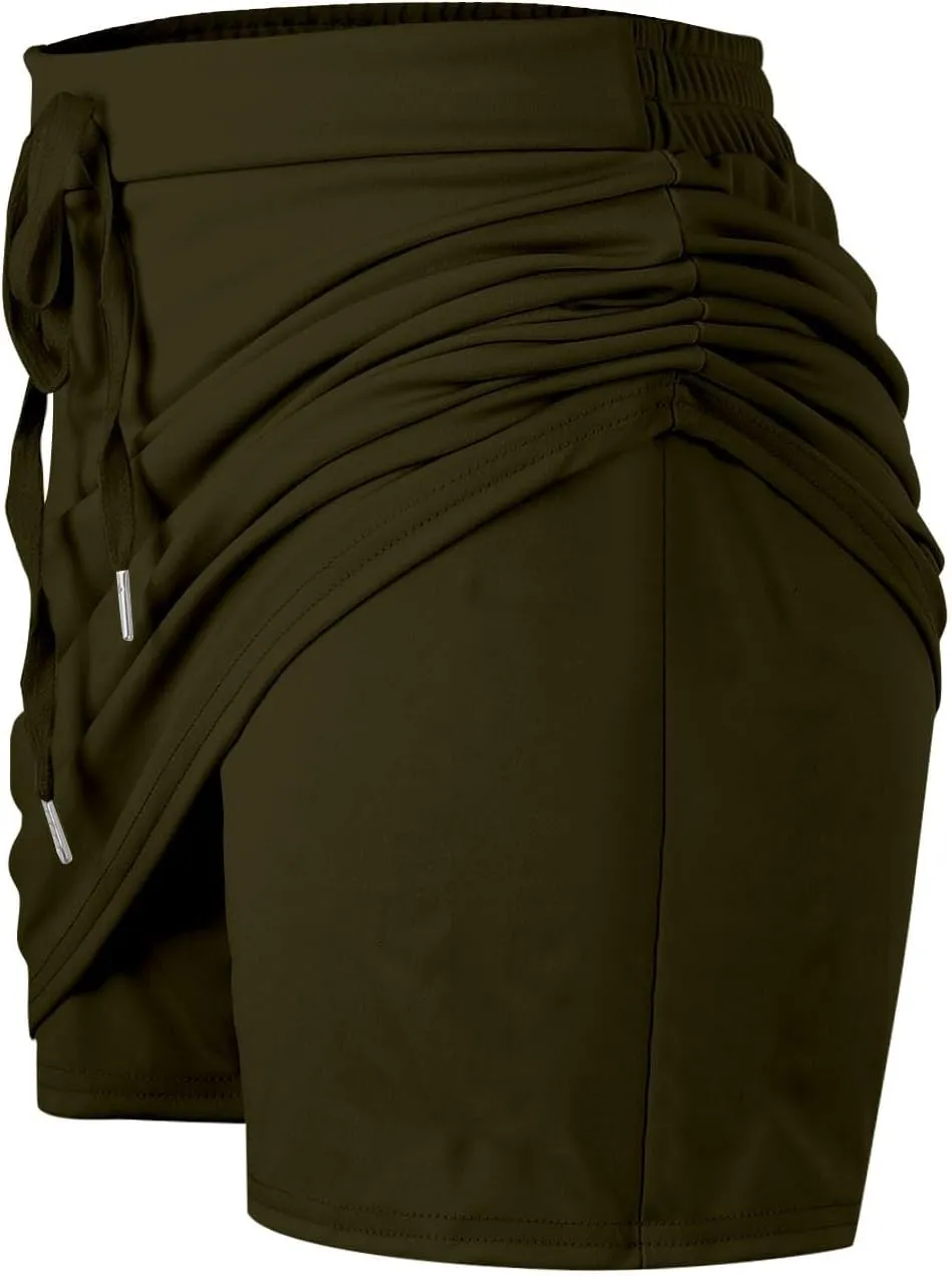 Womens Skorts with Pockets Tummy Control Plus Size Tennis Skirts High Waist Athletic Sports Pants Casual Shorts