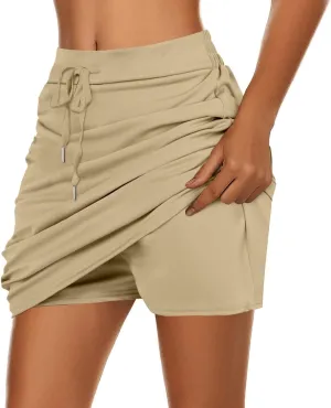Womens Skorts with Pockets Tummy Control Plus Size Tennis Skirts High Waist Athletic Sports Pants Casual Shorts