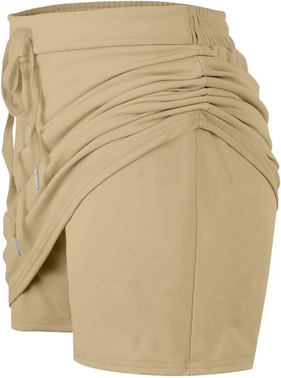 Womens Skorts with Pockets Tummy Control Plus Size Tennis Skirts High Waist Athletic Sports Pants Casual Shorts