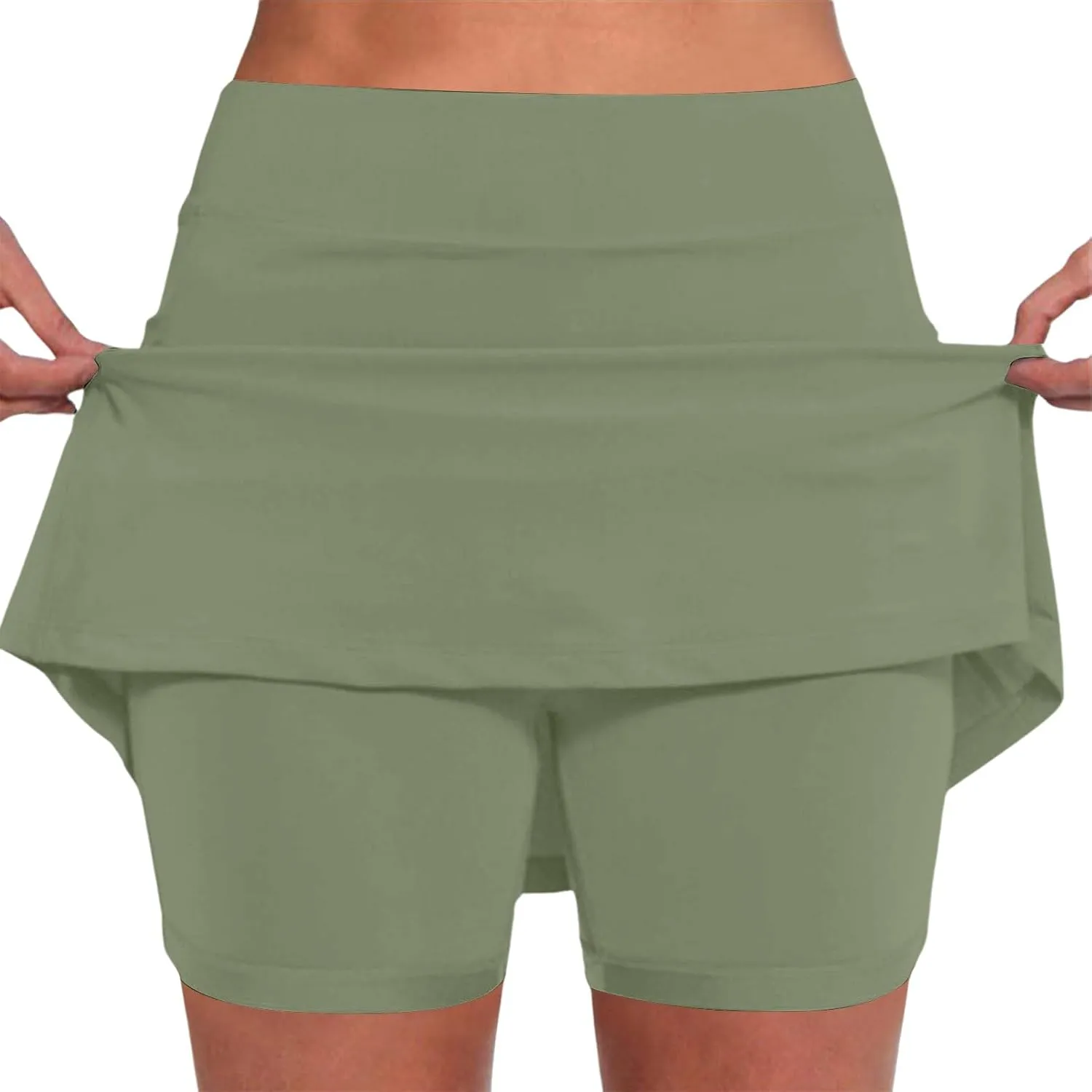 Womens Summer Skort with Pockets Tummy Control Plus Size Skorts for Women High Waist Athletic Sports Skirt Casual Shorts