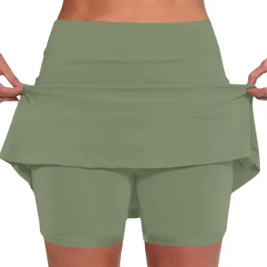 Womens Summer Skort with Pockets Tummy Control Plus Size Skorts for Women High Waist Athletic Sports Skirt Casual Shorts