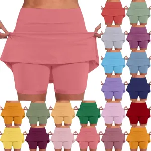 Womens Summer Skort with Pockets Tummy Control Plus Size Skorts for Women High Waist Athletic Sports Skirt Casual Shorts