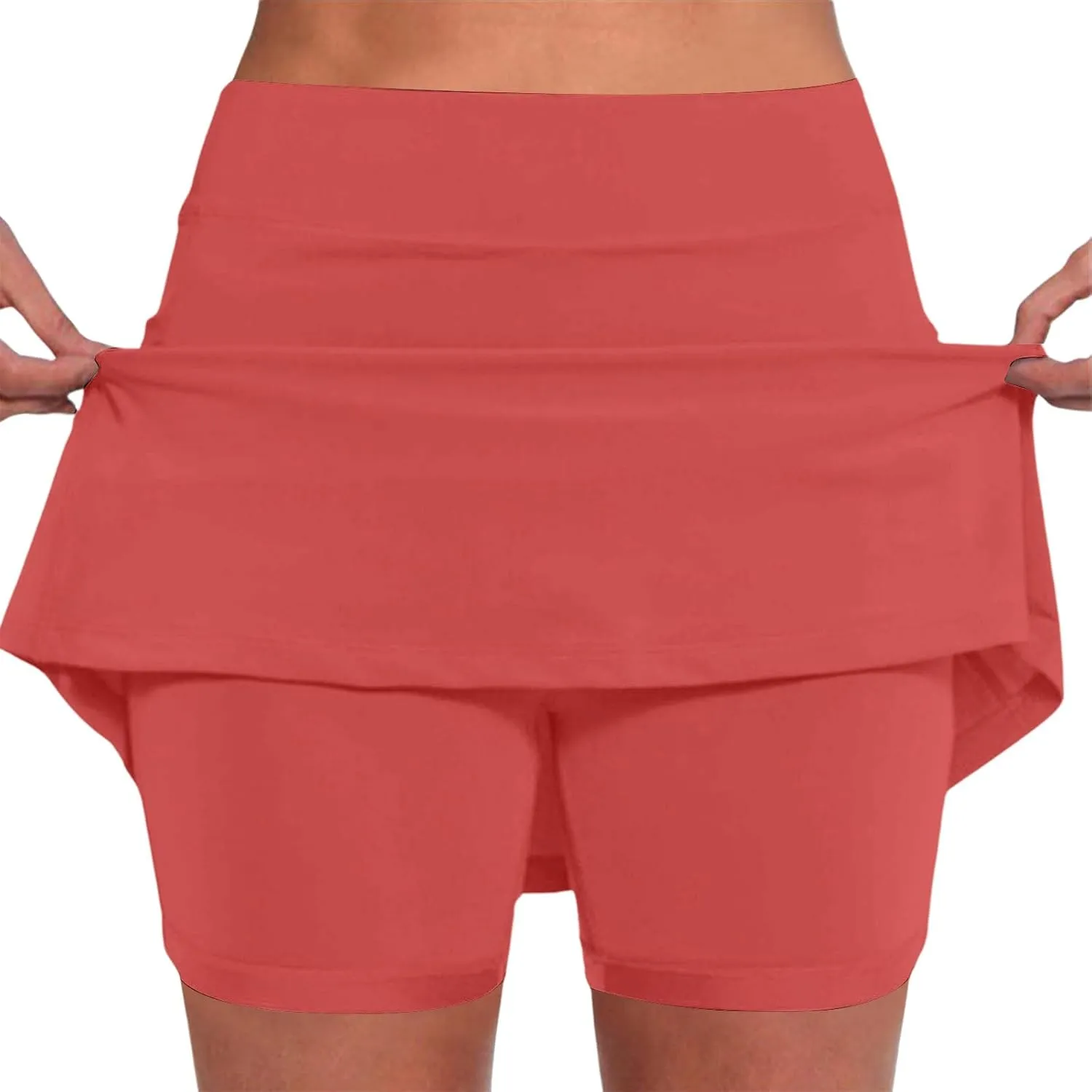 Womens Summer Skort with Pockets Tummy Control Plus Size Skorts for Women High Waist Athletic Sports Skirt Casual Shorts