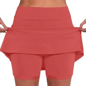 Womens Summer Skort with Pockets Tummy Control Plus Size Skorts for Women High Waist Athletic Sports Skirt Casual Shorts