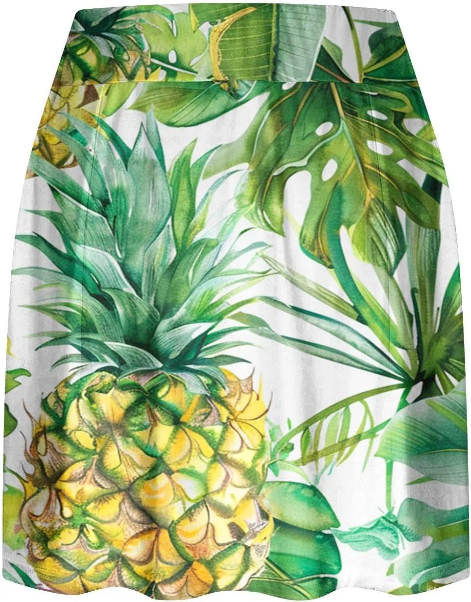 Womens Summer Tennis Skorts with Built in Shorts Workout Golf Athletic Skirts Hawaiian Vacation Floral Print Shorts