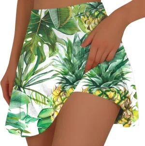 Womens Summer Tennis Skorts with Built in Shorts Workout Golf Athletic Skirts Hawaiian Vacation Floral Print Shorts