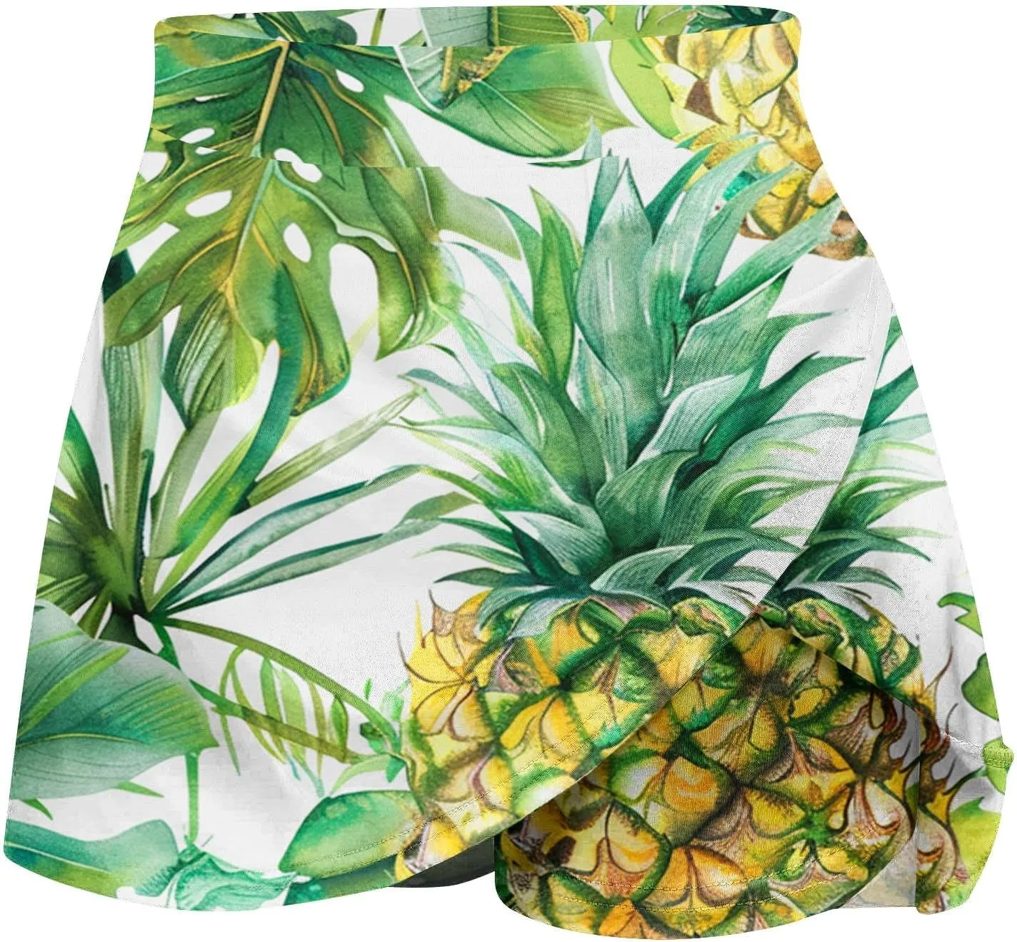 Womens Summer Tennis Skorts with Built in Shorts Workout Golf Athletic Skirts Hawaiian Vacation Floral Print Shorts