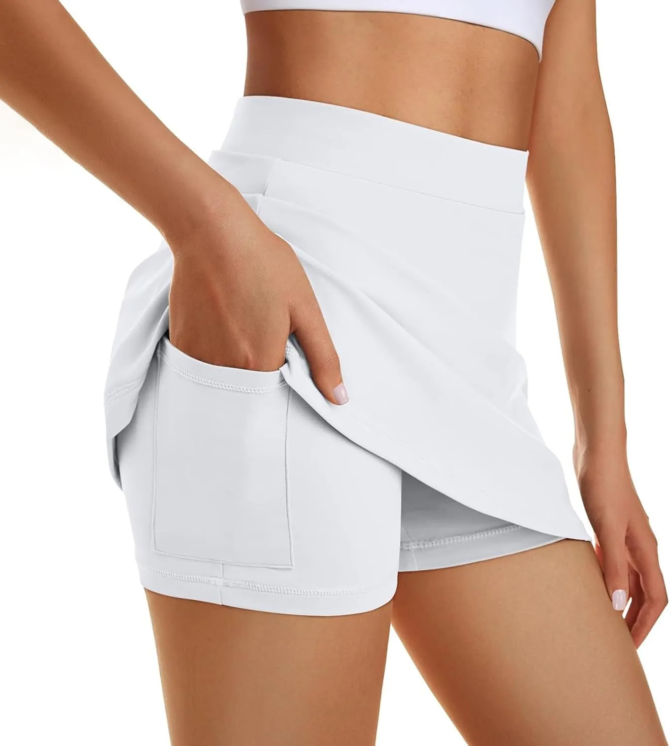 Women's Tennis Skirts with Pockets Shorts Underneath High Waist Workout Skorts Casual Layered Skinny Golf Skirts