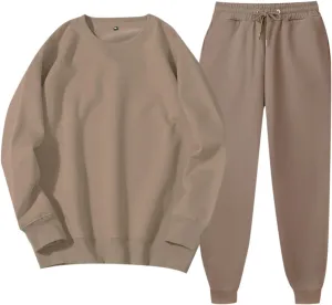 Womens Two Piece Lounge Sets Long Sleeve V Neck Elastic Waist Button Down Sweatshirts with