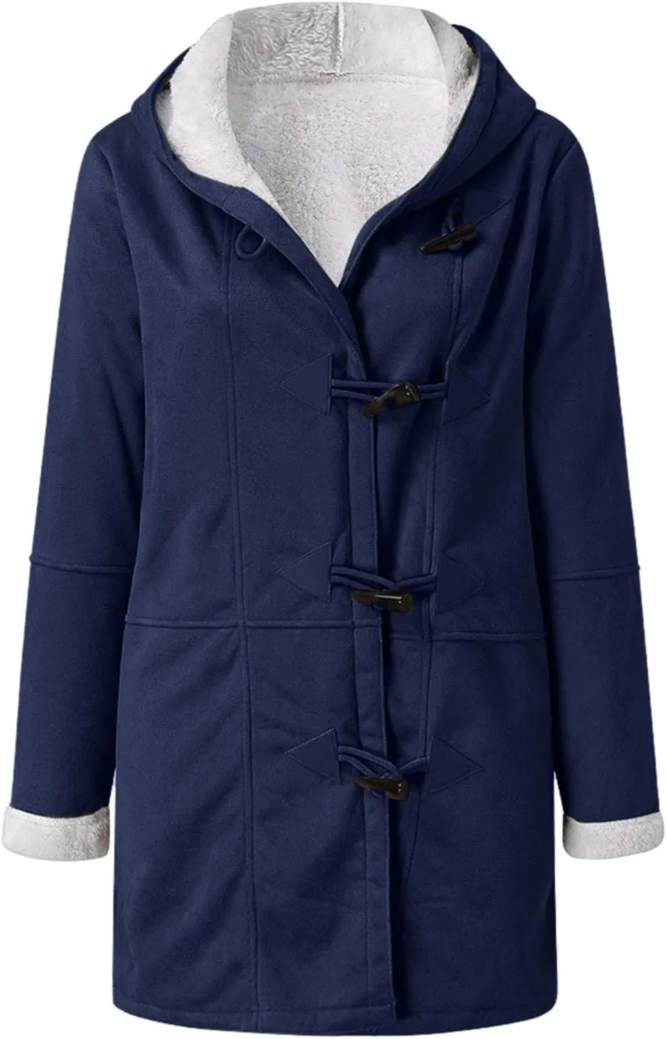 Women's Winter Down Jacket Warm Plush Hoodies Horn Button Coat Plus Size Wool Jacket Velvet Outerwear