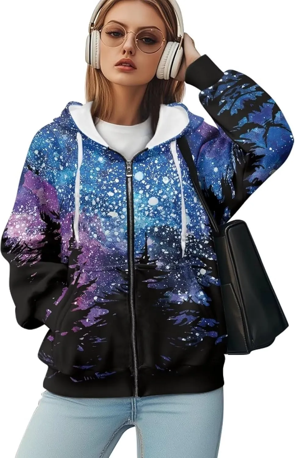 Womens Zip Up Hoodie Long Sleeve Fall Hooded Sweatshirts with Pockets Lightweight Jacket