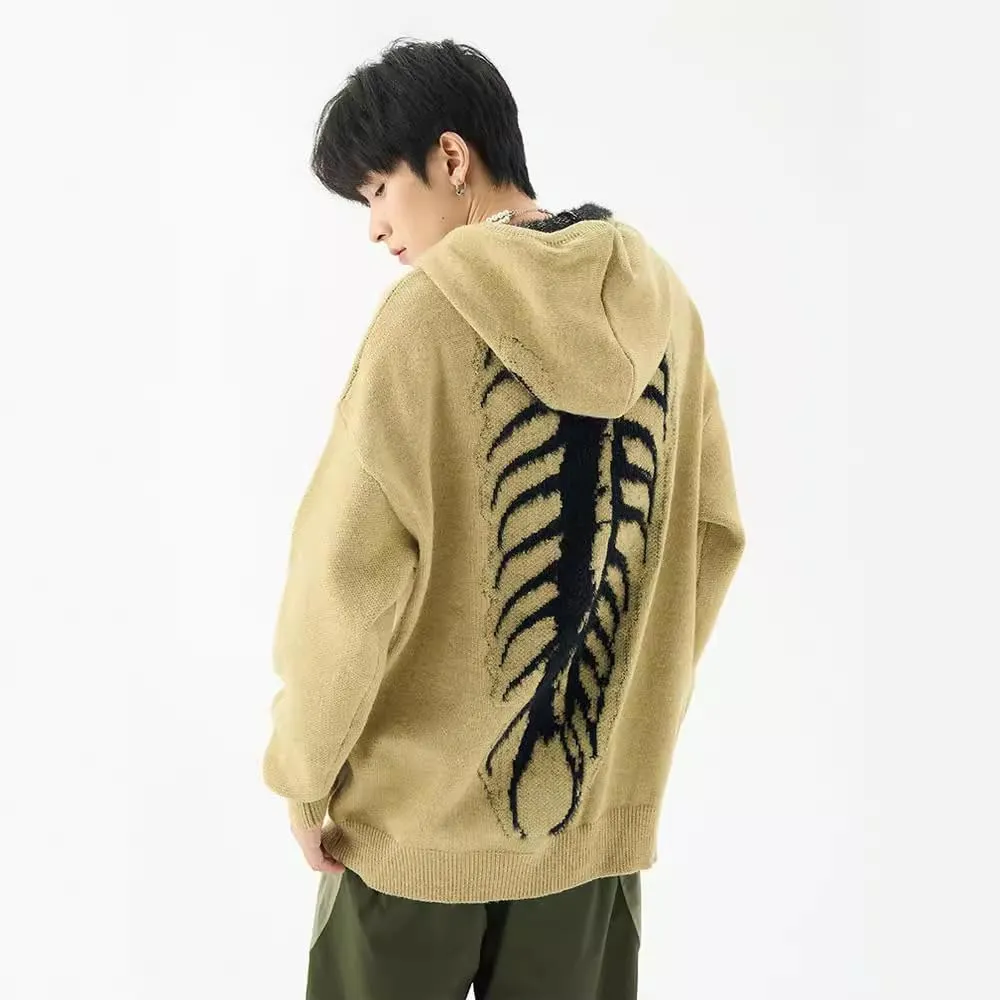 Y2K Skeleton Graphic Hoodies Sweater Grunge Oversized Pullover Sweater Crewneck Jackets Sweatshirts Vintage Clothes