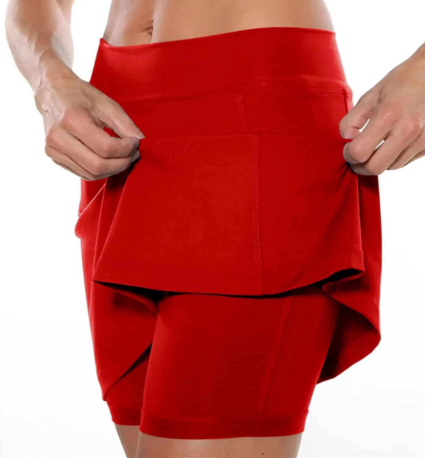 Yoga Skorts for Women Mid Waist Athletic Sports Pants with Split Skirt Casual Shorts Tummy Control Plus Size Skort