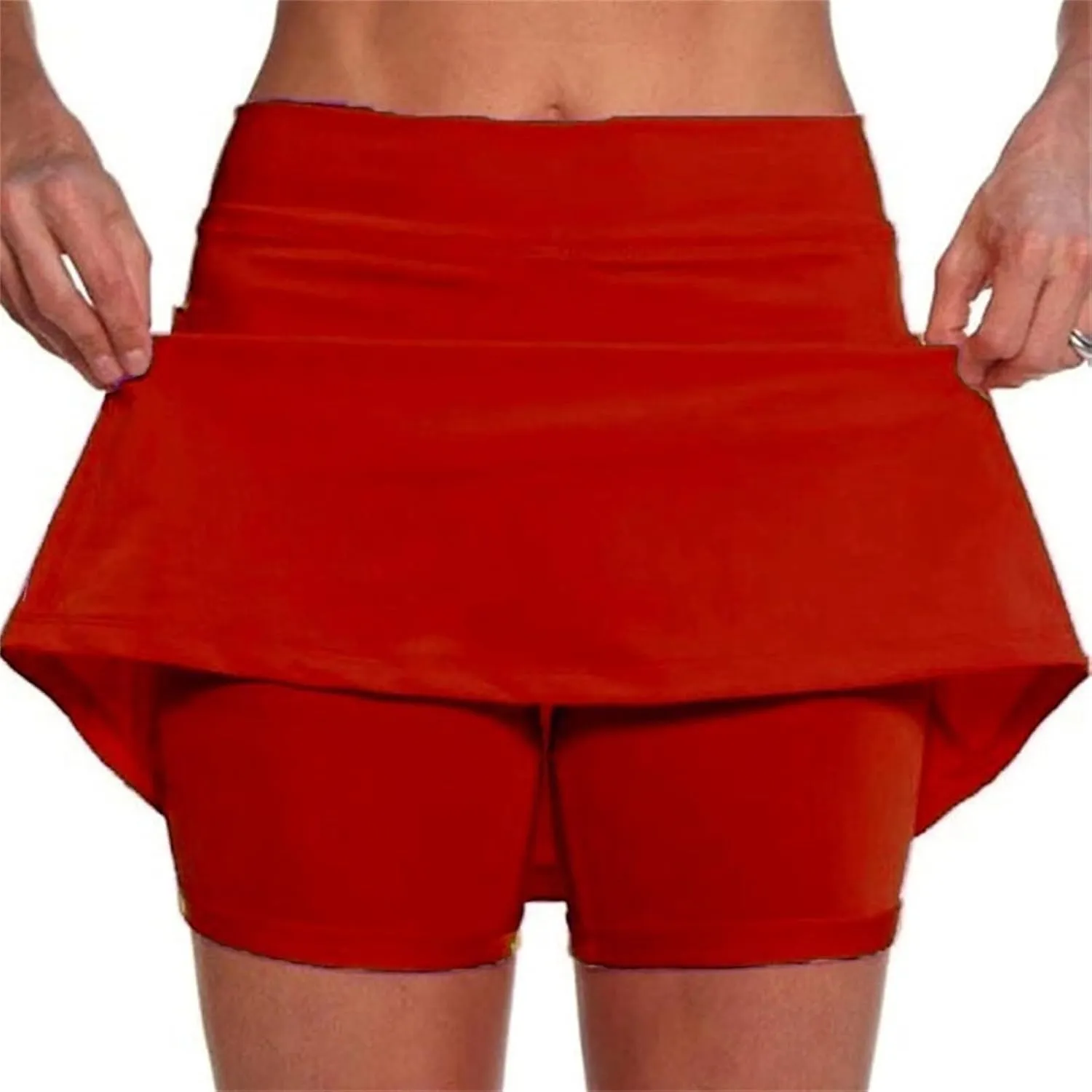 Yoga Skorts for Women Mid Waist Athletic Sports Pants with Split Skirt Casual Shorts Tummy Control Plus Size Skort