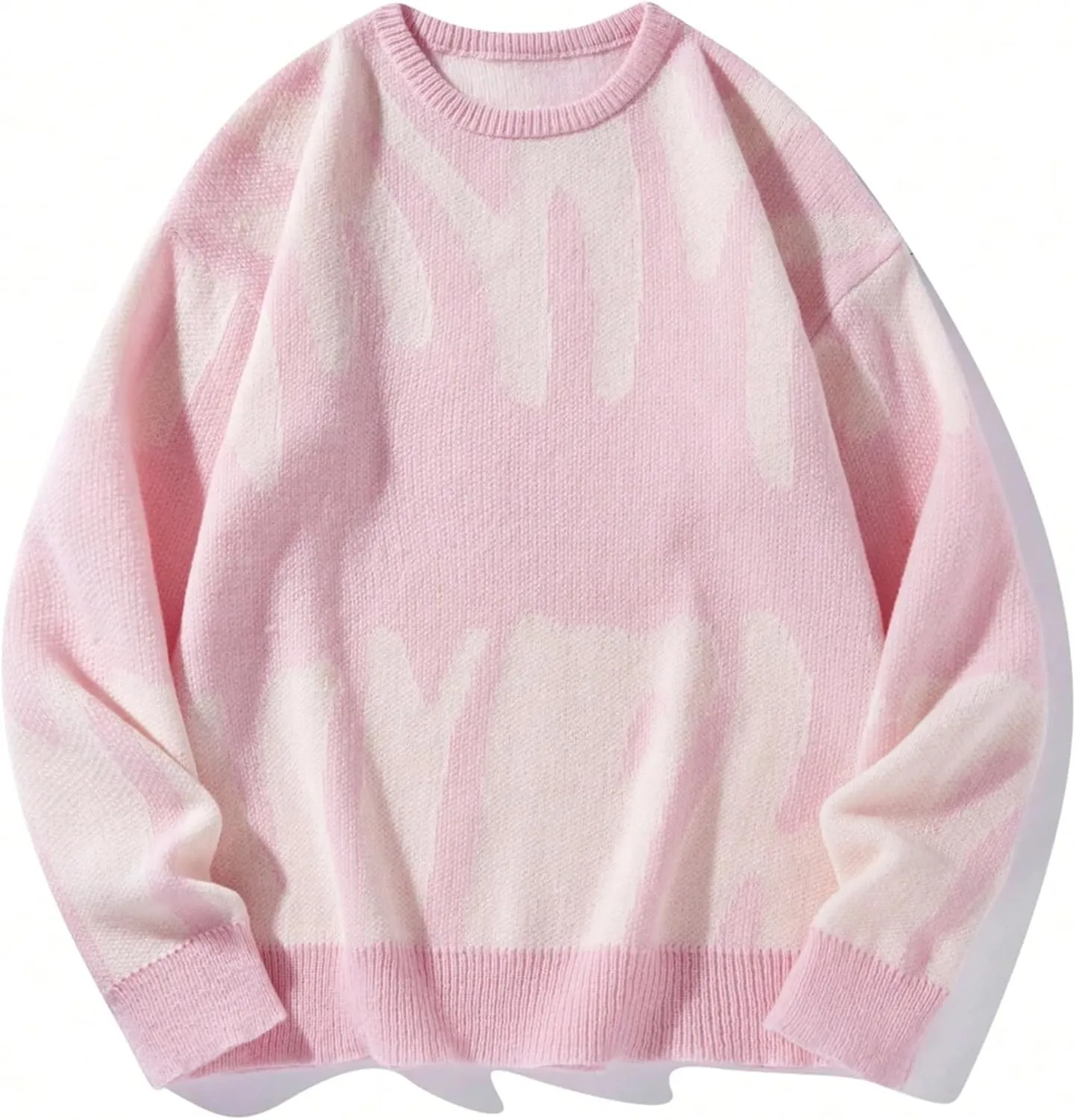 ZAFUL Men's Oversized Sweater Long Sleeve Crewneck Y2K Graphic Color Block Casual Knitted Pullover Sweater