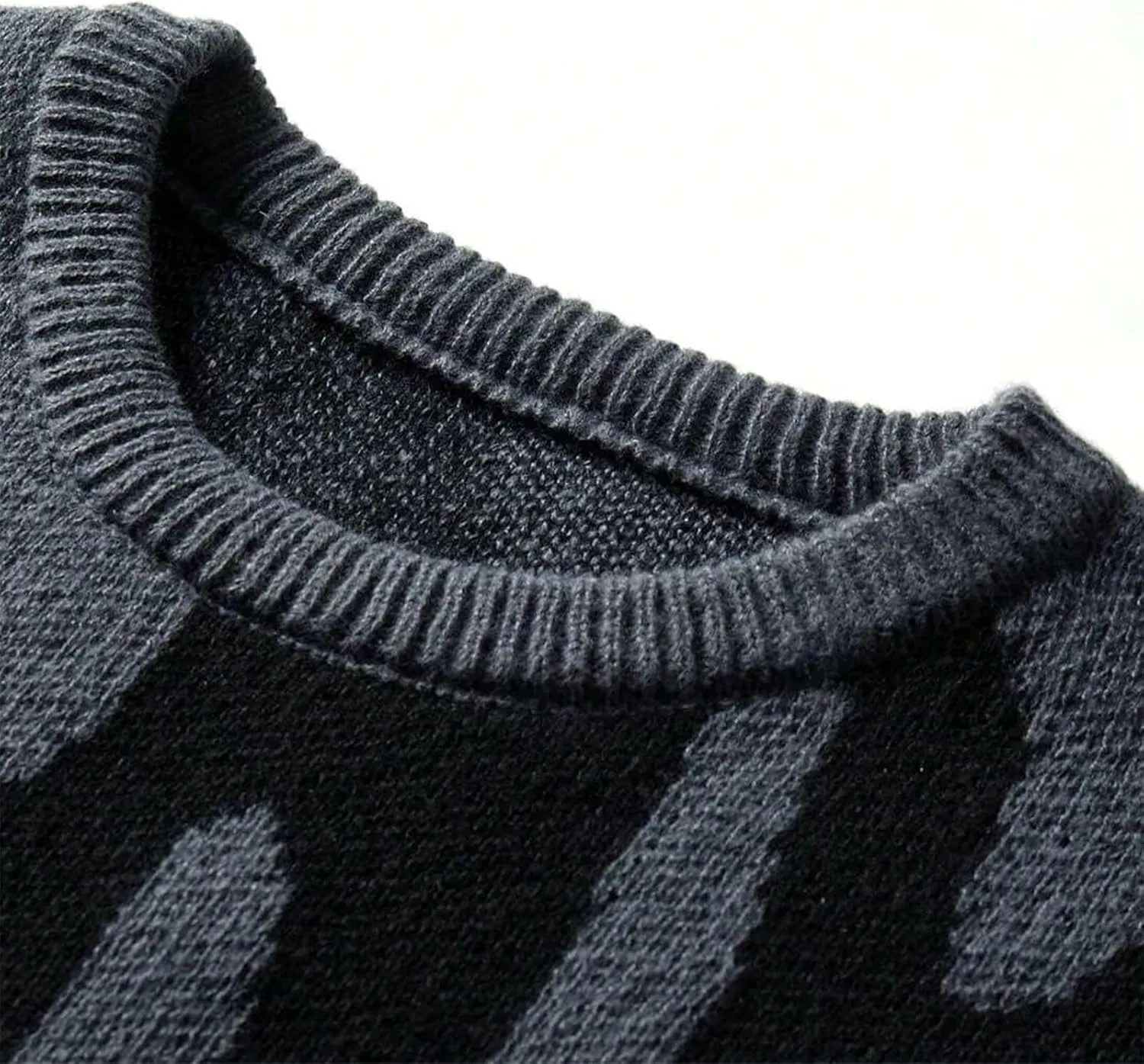 ZAFUL Men's Oversized Sweater Long Sleeve Crewneck Y2K Graphic Color Block Casual Knitted Pullover Sweater