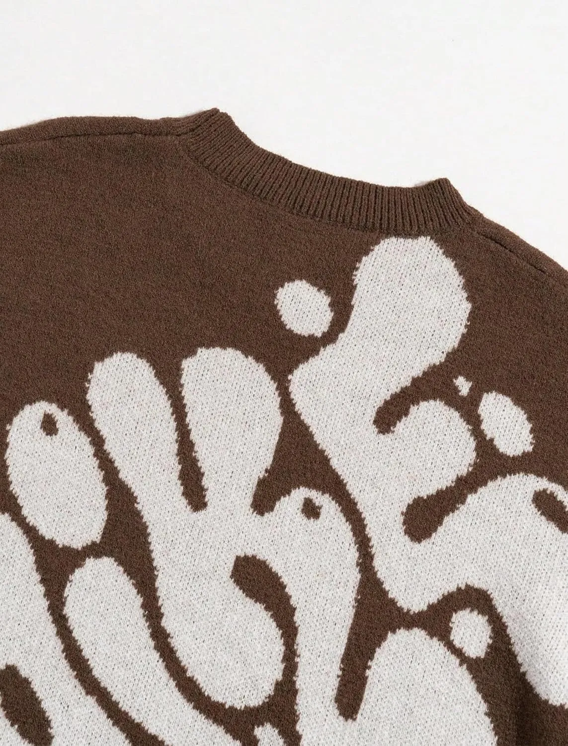 ZAFUL Men's Oversized Sweater Long Sleeve Crewneck Y2K Graphic Color Block Casual Knitted Pullover Sweater