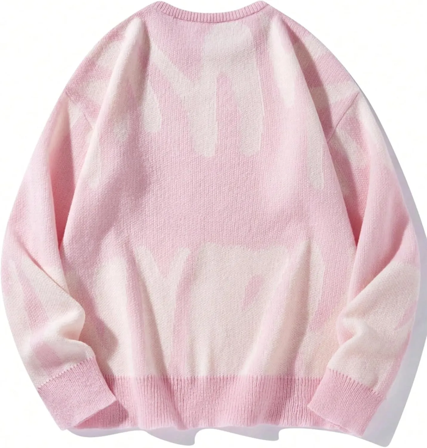 ZAFUL Men's Oversized Sweater Long Sleeve Crewneck Y2K Graphic Color Block Casual Knitted Pullover Sweater