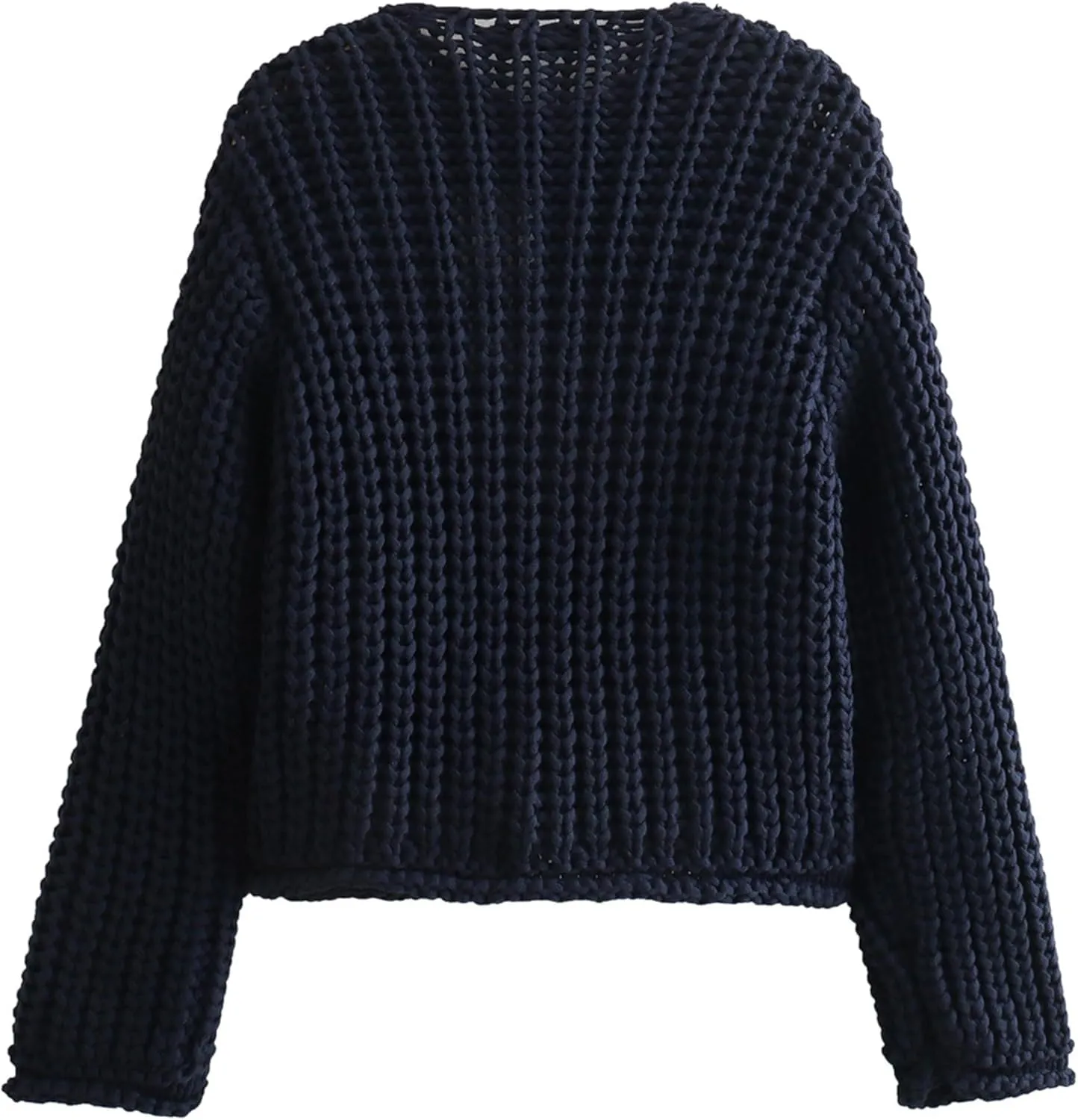 Zhiyouni Women's Cropped Cardigan Sweater Long Sleeves Button Down Chunky Knitted Coat